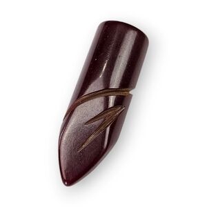 Bakelite Dress Clip Art Deco Deeply Carved Design Dark Red Wine Vintage 2 1/8"